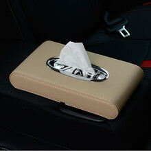 雪美莱 车载车用纸巾盒 车内用品创意抽纸盒/套座式 汽车皮革餐巾纸盒 米色 无车标