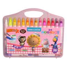 雄狮 水溶性蜡笔 滑顺 炫彩蜡笔 儿童画笔 油画棒 36色水溶性炫彩蜡笔（粉红盒）
