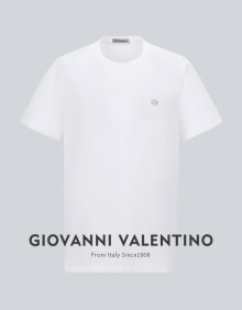 卓凡尼·华伦天奴（GIOVANNI VALENTINO）含桑蚕丝圆领短袖T恤男装纯色夏装体恤衫 钛白色 XL 