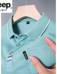 JEEP SPIRIT吉普高档品牌男士polo.衫短袖t恤有带口袋冰丝爸爸夏装爸上衣新品 绿色 M