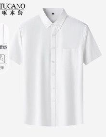 啄木鸟（TUCANO）衬衫男士夏季短袖衬衣商务休闲正装纯色牛津纺上衣男装 白色 2XL