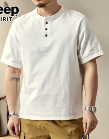 JEEP SPIRIT短袖T恤男夏季薄款美式潮牌凉感上衣纯棉圆领宽松半袖高级感衣服 2323白色 2XL