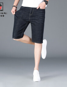 AEMAPE/夏季男士牛仔五分短裤韩版合体修身小直筒蓝色轻商务 黑色 30
