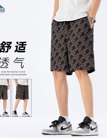 顶峰保罗（Dingfengbaoluo）短裤男夏季潮流美式宽松休闲百搭直筒舒适透气8307黑色XL