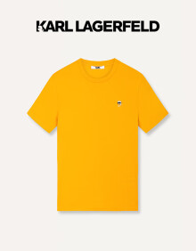 Karl Lagerfeld卡尔拉格斐轻奢老佛爷男装 24夏款KLlogo刺绣7舒适短袖T恤 橙色 52