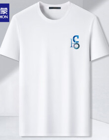 罗蒙（ROMON）冰丝感短袖T恤男士2024夏季商务宽松透气休闲打底衫男M013白色XL