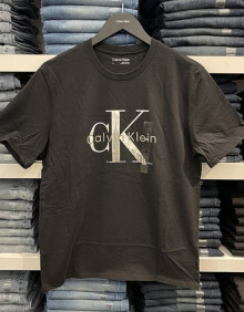 Calvin Klein卡尔文·克莱恩 CK男装 男士纯棉印花logo休闲圆领短袖T恤 黑色 XXL(建议210斤以上)