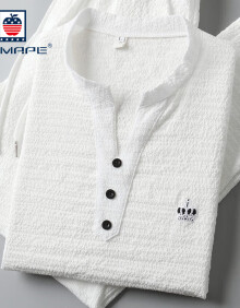 AEMAPE休闲运动套装男潮牌亚麻夏季薄款透气短袖高端简约风棉麻两件套 白色 3XL 150-170斤