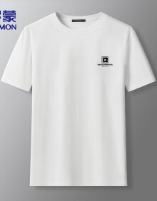 罗蒙（ROMON）t恤短袖男圆领夏季印花时尚上衣休闲打底衫男装LM2425 白色 XL 