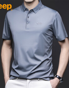 吉普（JEEP）T恤男士短袖夏季冰丝Polo商务休闲衫透气凉感衣服男装 铁灰 XL 