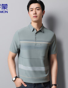 罗蒙（ROMON）冰丝短袖t恤男士polo打底衫夏季短袖男装商务半袖衫 绿色 XL 