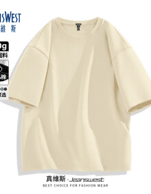 真维斯纯色T恤男夏季220g重磅纯棉舒适透气日系男款上衣男宽松大码半袖
