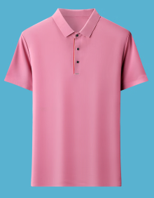 AEMAPE苹果短袖t恤男翻领纯色休闲时尚上衣夏天薄款弹力男士品牌衣服 粉色 轻薄 170