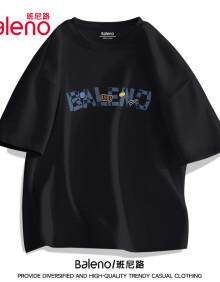 班尼路（Baleno）短袖男学生潮牌设计感字母百搭t恤夏季纯棉透气运动半袖五分袖