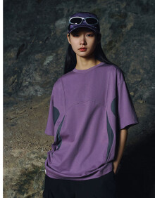隐蔽者ENSHADOWER三生万物-索罗那凉感透气运动宽松圆领男短袖T恤上衣 灰紫色 XL
