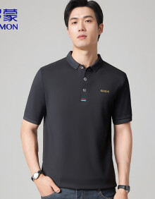 罗蒙（ROMON）短袖男夏季商务短袖T恤男修身POLO体恤衫上衣休闲男装 黑色 XL 