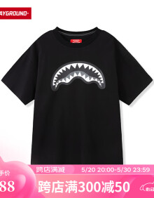 SPRAYGROUND2024年上新经典鲨鱼嘴印花T恤夏季男士短袖W1020205 黑色 XL