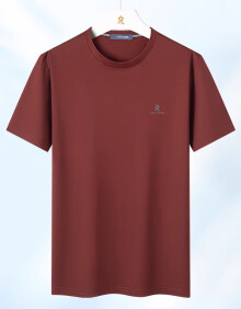梦特娇（MONTAGUT）【含桑蚕丝】短袖T恤男夏季圆领撞色透气百搭汗衫 红色 52 