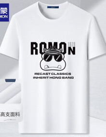 罗蒙（ROMON）T恤男夏季潮流冰丝感短袖打底衫运动休闲上衣男装LP006白XL