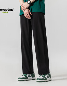 MMOPTOP冰丝裤子男士夏季纯色直筒宽松舒适透气垂感运动休闲裤220黑色XL
