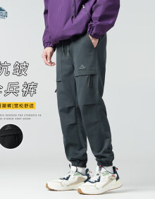 顶峰保罗（Dingfengbaoluo）美式工装裤子男士夏季薄款机能风束脚运动休闲长裤2378深灰XL