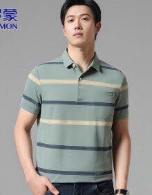 罗蒙（ROMON）冰丝短袖男士Polo.衫夏季商务短袖T恤男休闲衣服男装 绿色 XL 