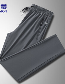 罗蒙（ROMON）休闲裤男士2024夏季速干冰丝感运动宽松直筒裤子男装6167灰色XL