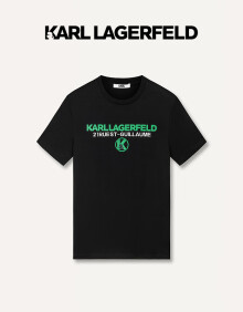Karl Lagerfeld卡尔拉格斐24夏简约修身圆领休闲老佛爷男短袖T恤 2322 黑色 54