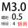 M3*螺距0.5*D4*50(钢用）