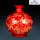 红色水晶釉金沙石榴瓶+木底座