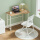 【桌椅】L型90cm柚木色+白折叠椅