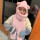 小熊保暖帽+围巾+手套粉色