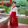 跃龙门K23137直袖:发簪白衣红裙