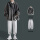 (两件套)灰色夹克+浅灰束脚裤