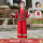 K23214女童红色:串珠头饰+上衣+