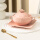粉红色浮雕碗+正方盘+樱花勺