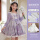 S2013紫色长袖+发饰+裙撑