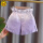 紫色花苞腰短裤