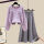 紫色毛衣灰色半身裙两件套
