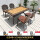 斜格4椅+162*90深红瓷砖长桌