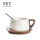 清风-平面胡桃木柄咖啡杯+杯垫