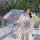 紫边库洛米透明手动雨伞