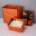 橙色礼盒礼袋+白拉菲草+贺卡+串灯+干花