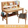 南洋楹木原木色书桌+牛角椅