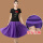 玫瑰花黑色短袖+紫色中裙(带裤)