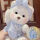 蓝格子婴儿套装+发箍+白色小熊