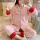 HY-7602#草莓粉色纯棉套装