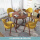 深木纹圆桌+黄色布椅