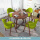 深木纹圆桌+绿色布椅