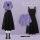 紫色上衣黑色连衣裙 两件套
